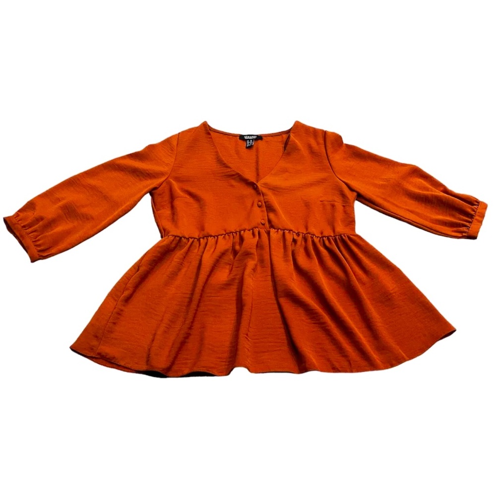 New Look Maternity Blouse, Rust Colored Top Size 6, Peplum Blouse